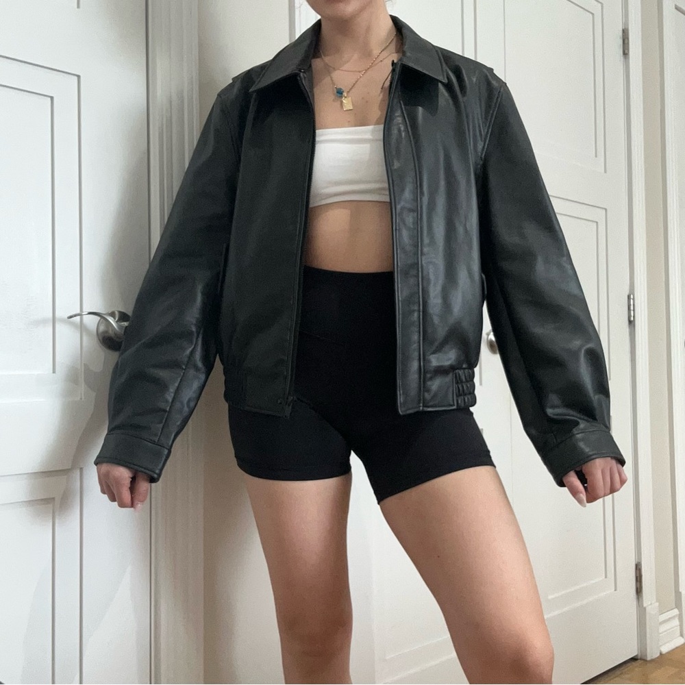 Oak and fort - faux leather bomber jacket